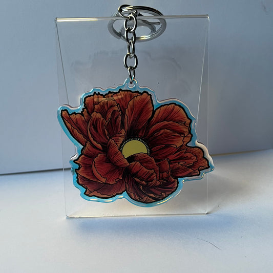 Peony keychain