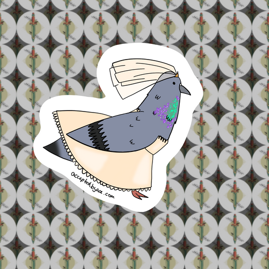 Pigeon in a wedding dress sticker